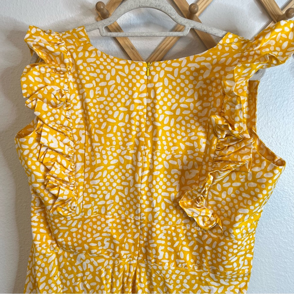 SIKA x Anthropologie Marigold Yellow White Ruffled Sleeve Maxi Dress - Picture 9 of 12